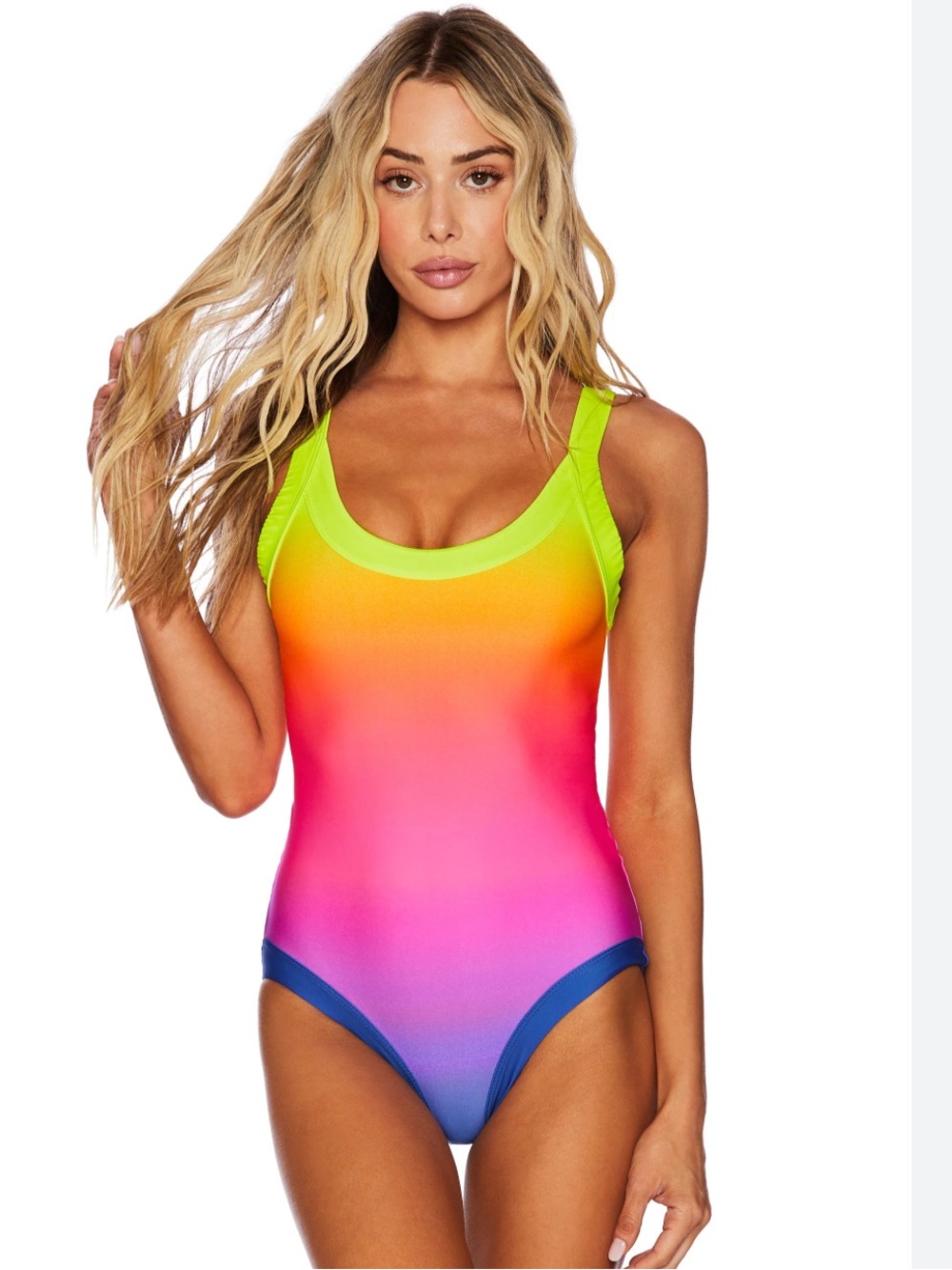 NWT Beach Riot Ombré Neon Rainbow One-Piece Swimsuit